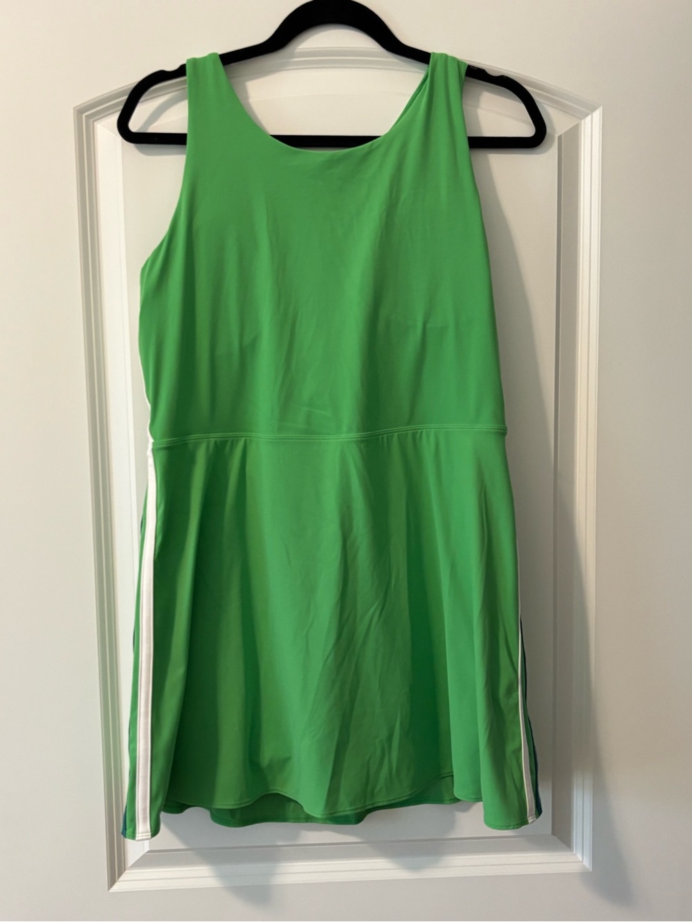 JoyLab Bright Green Athletic Tank Dress with White Side Stripes